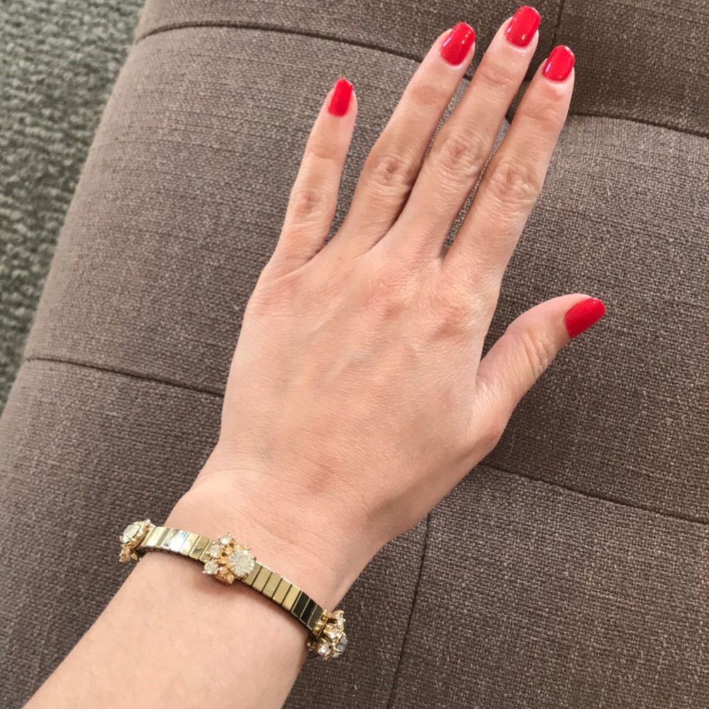 J crew gold tone vintage style bracelet w crystals